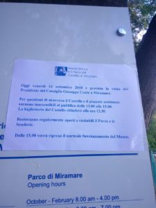 chiusura Parco di Miramare Conte