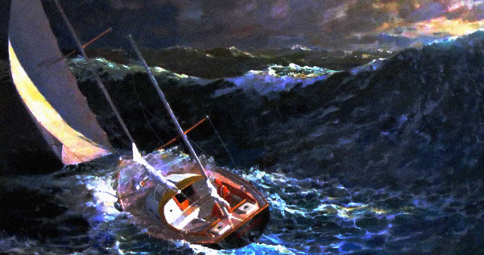 barca a vela nella tempesta