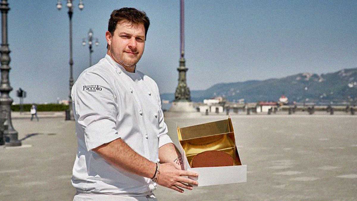 chef Matteo Metullio e torta Portualina