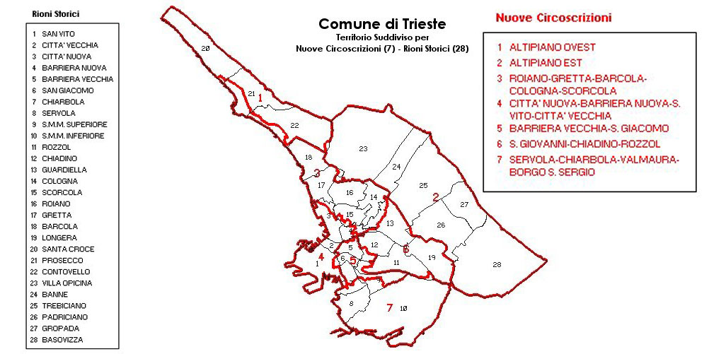 Comune di Trieste circoscrizioni rioni