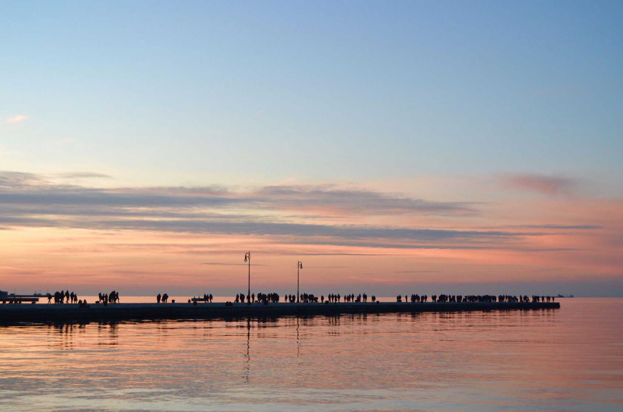 Trieste Molo San Carlo (Audace) al tramonto